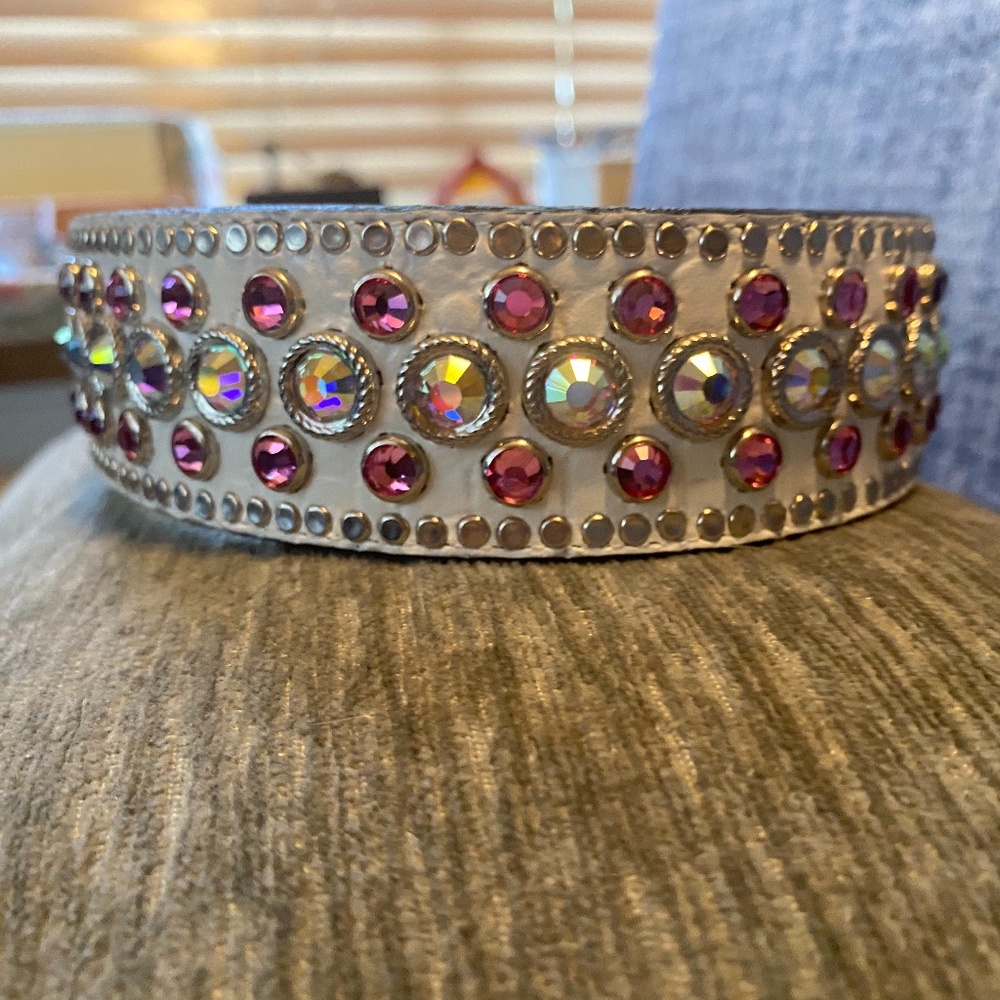 Woof Wear 16" Leather Dog Collar Swaroski Crystals